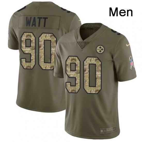 Mens Nike Pittsburgh Steelers 90 T J Watt Limited OliveCamo 2017 Salute to Service NFL Jersey